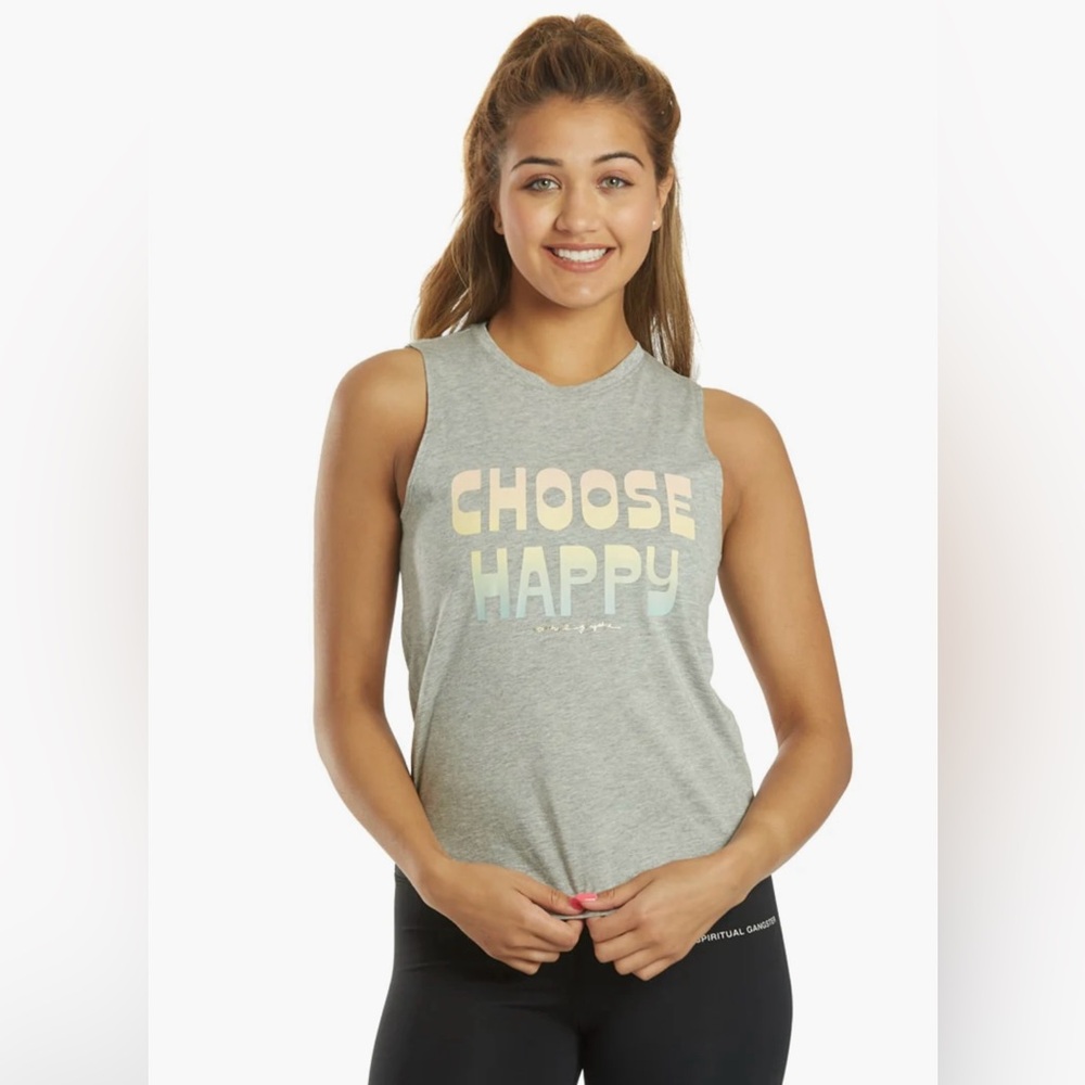 Spiritual Gangster Choose Happy Muscle Tank size XS